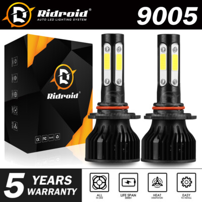 Pair 4-sides LED Headlight Kit 9005 HB3 H10 9140 9145 2400W 6000K 360000LM Bulbs