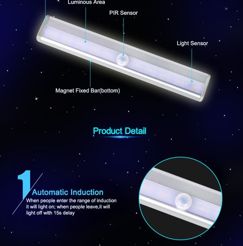 Motion Sensor LED Battery Night Light for Cabinets - Auto Sensing, Long Life LED - Picture 8 of 14