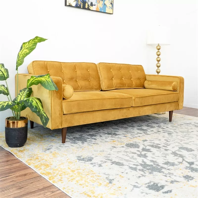 Mid century 2024 modern velvet couch