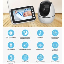 4.5" Digital Wireless Video Audio Baby Monitor 2-Way Talk Back Nanny Camera