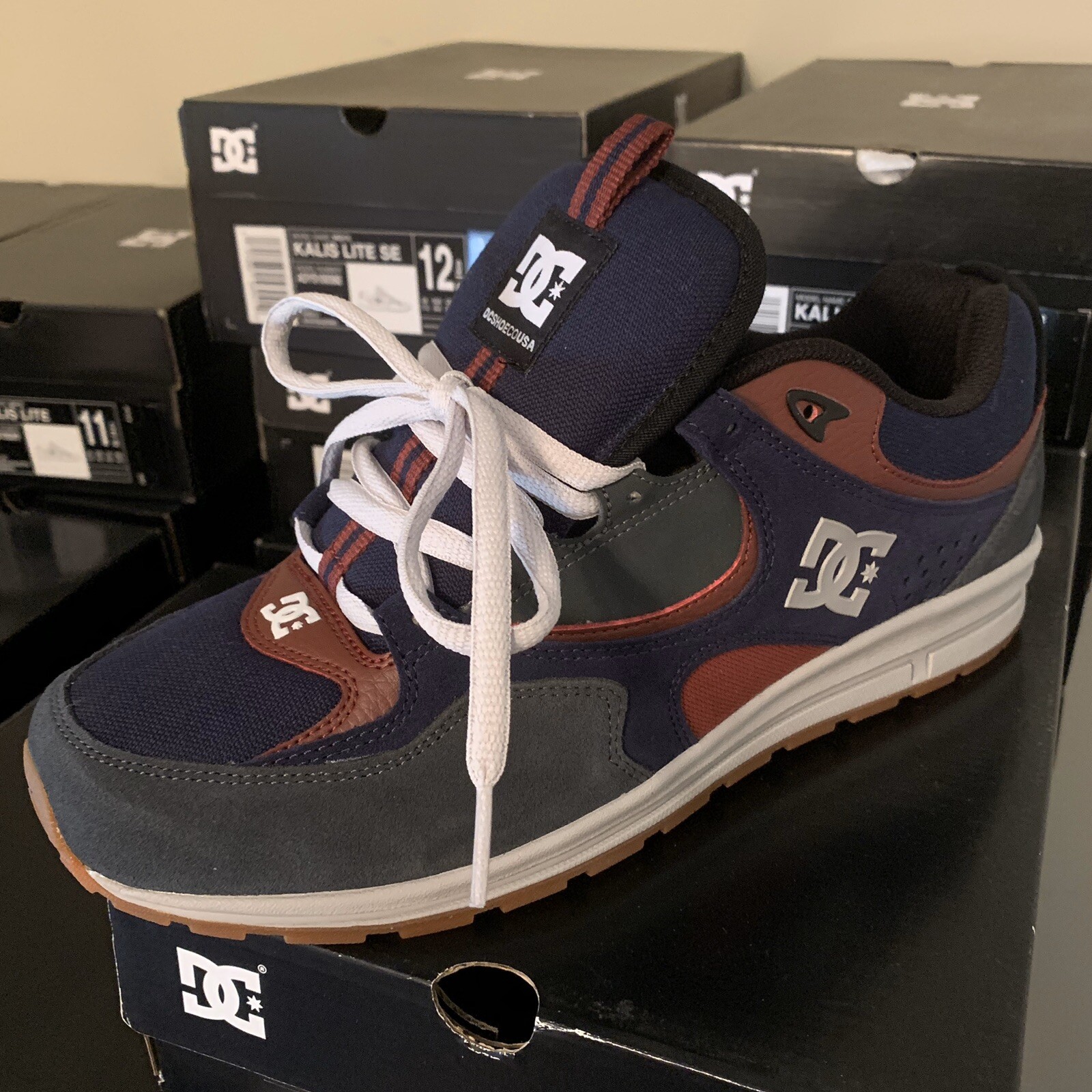 DC SHOES KALIS LITE MEN SIZE 12 NAVY MAROON MENS SHOE SKATE SPORTS SNEAKER  | eBay