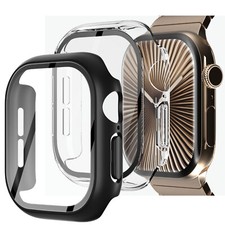 For Apple Watch Series 11 10 Case 46/42mm Full Cover with Glass Screen Protector