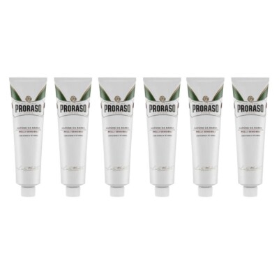 Proraso Shaving Cream in Tube Sensitive Skin - White 5.2 oz - 6 Pack FRESH STOCK