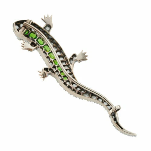 7.50CT Mixed Cut Green Garnet, Topaz & Pink Ruby Wonderful Lizard Brooch Pin - Image 3 of 4