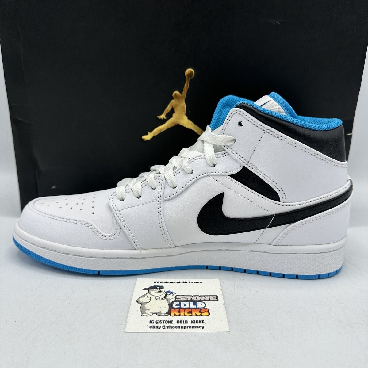 Nike Air Jordan 1 Mid Laser Blue Columbia 554724-141 Size 8.5