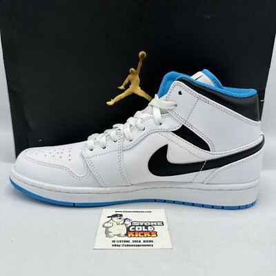 Nike Air Jordan 1 Mid Laser Blue Columbia 554724-141 Size 8.5
