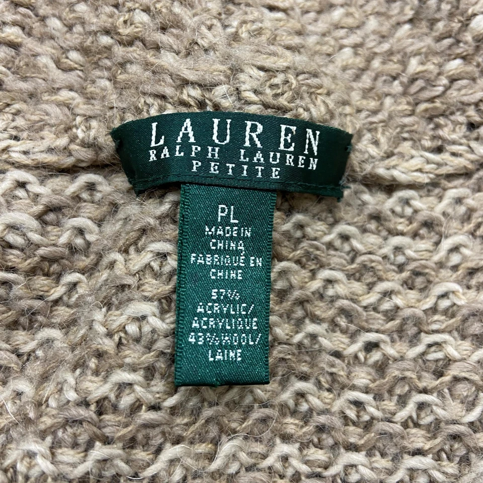 Cárdigan largo suéter para mujer Ralph Lauren estilo abierto mezcla de lana tostada grande pequeño Foto 4 de 4