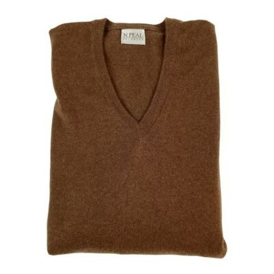 N Peal Cashmere Sweater Mens 40 Pullover V-Neck Scotland