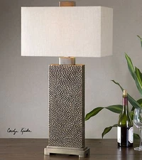 Pitted Espresso Bronze Table Lamp | Textured Contemporary