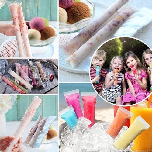 100X Summer Snack Disposable Ice Popsicle Mold Bags Freezer Tube With Zip Seals - Picture 7 of 16