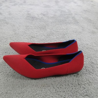 Rothy's The Point Shoes Womens Size 7 Red Knit Flats Pointed Toe Washable