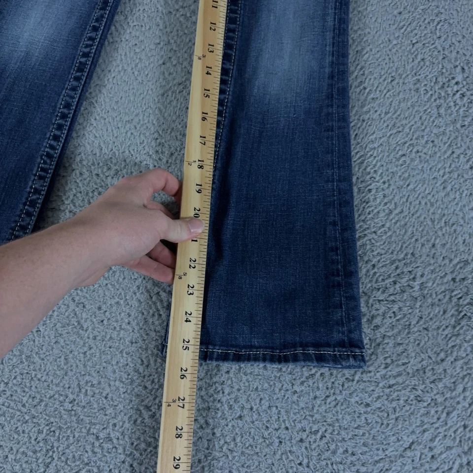 Pantalones de mezclilla Miss Me para niñas 7 azul corte bota lavado oscuro tiro bajo adornado estrás Foto 4 de 4