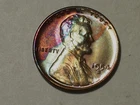 1954-S @   Awesome"   Rainbow Toned old Lincoln Wheat Penny.#263
