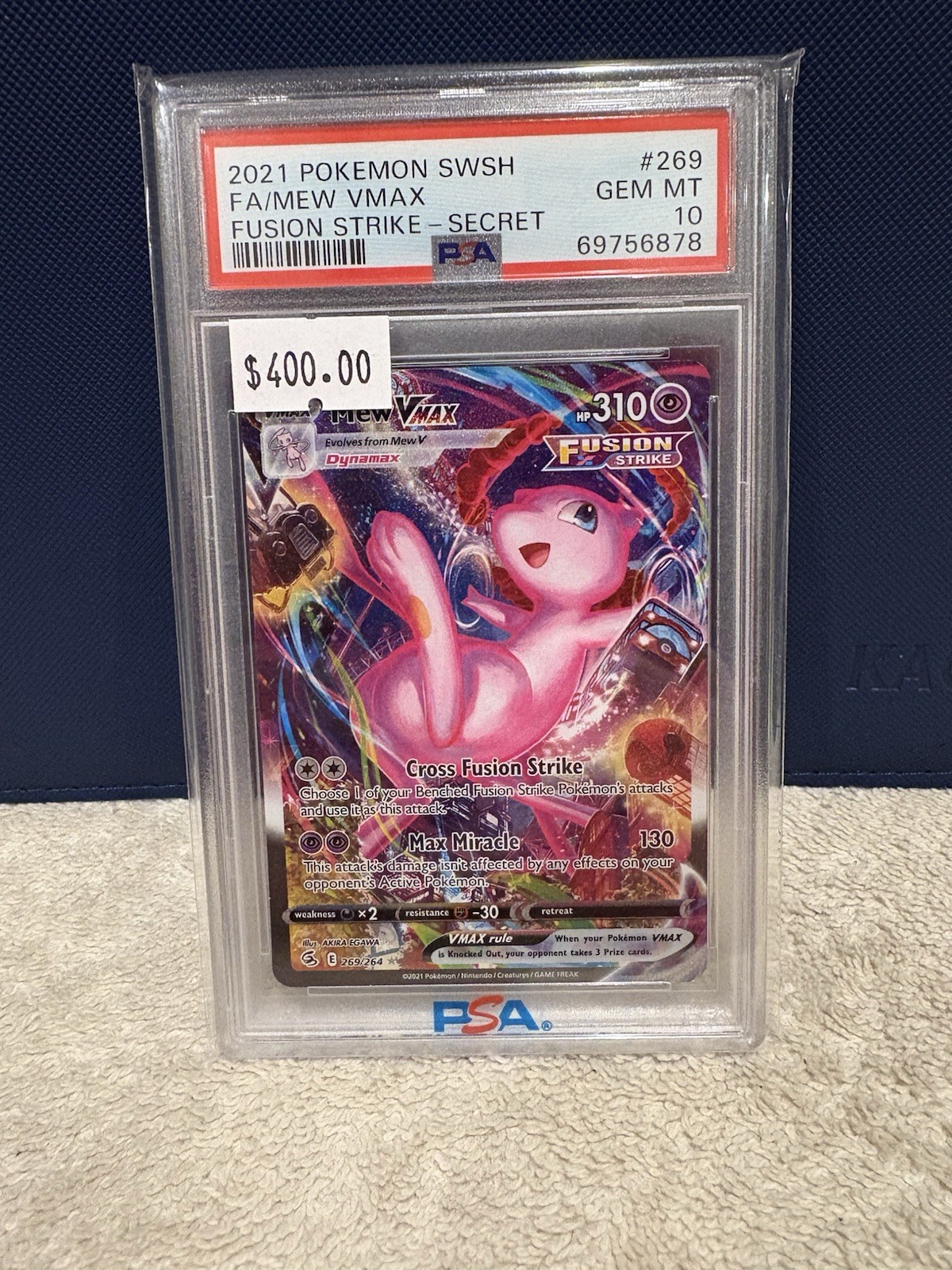 Mew VMAX (Alternate Art Secret) 269/264 Swsh08: Fusion Strike PSA 10