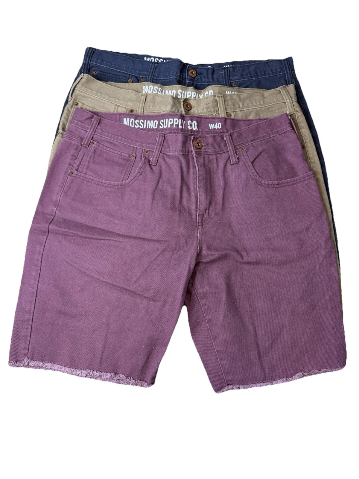MOSSIMO Set Of 3 Bermuda Stretch Denim Shorts Slim SZ 40 MENS Casual frayed