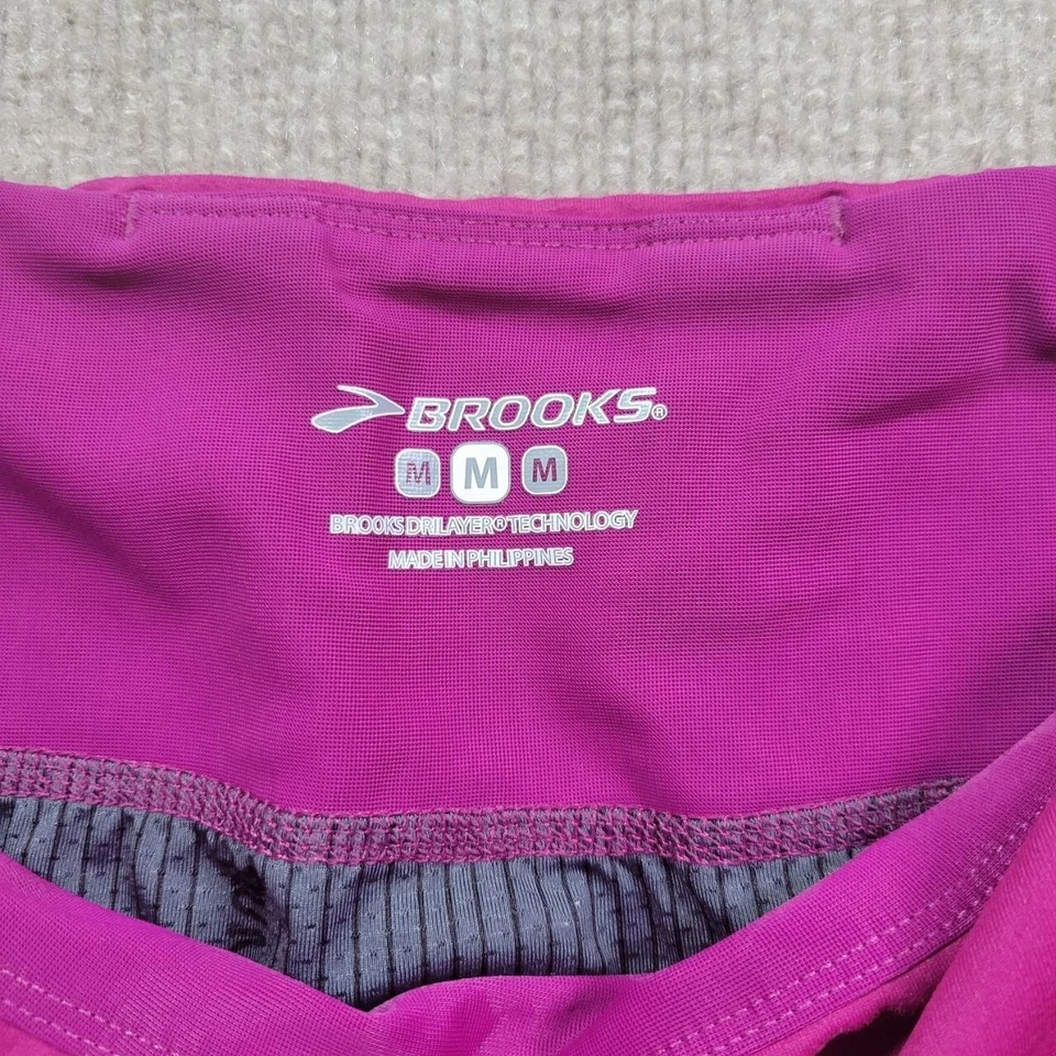 Pantalones Cortos Brooks para Correr Para Mujer Medianos Magenta DriLayer Cintura Alta Atléticos Foto 2 de 4