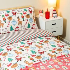 Sleigh Bells Duvet Set Beige Christmas Print