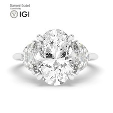 Oval Diamond Trilogy Ring Platinum Labgrown 4 Ct Solitaire