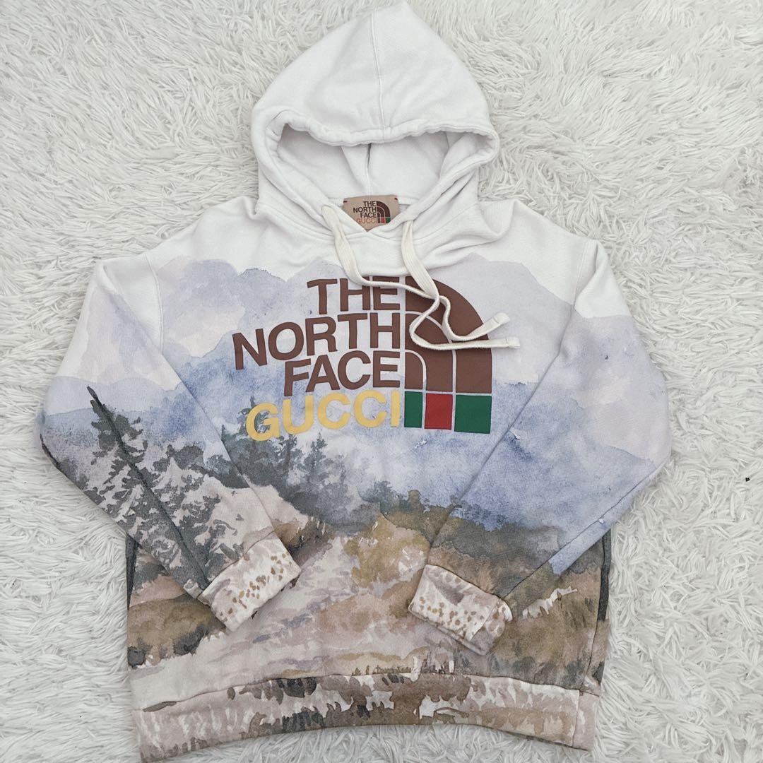USED GUCCI   THE NORTH FACE COLLABORATION HOODIE, FOREST GOOD | eBay