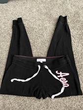 Women  s Vintage Aeropostale Black and Pink Sweatpants Size Medium Y2K 2000s 90s
