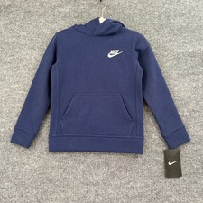 Nike Just Do It Kids Hoodie Sweatshirt Sz S 4-5 Yrs Navy Swoosh Hooded Pullover