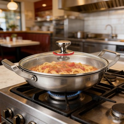 Flat-bottomed Pot, Professional Hammered Stick-Prevention Frying Pan with Lid