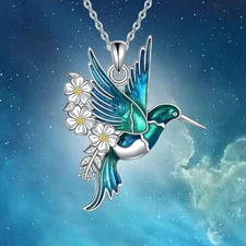 Elegant 925 Sterling Silver Charms Hummingbird Fashion Jewelry Pendant Necklace