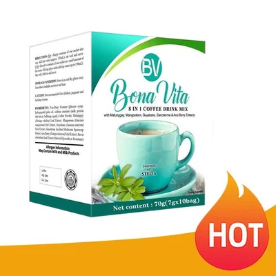 Bona 8-in-1 Coffee 70g-Contains organic stevia, acai berry, and robusta extracts