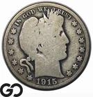 1915 Barber Half Dollar, Semi-Key Date, Lower Mintage