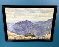 Antique Mountain Landscape Watercolour Painting T Wood Darlington Framed 39cm