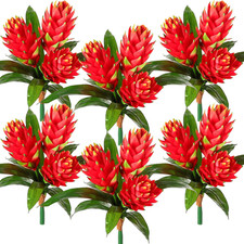 16" Double Bromeliad Artificial Flowers - 6 Bundles for Home Decor