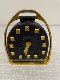 jaeger lecoultre tischuhr Steigbügel Uhr Vintage Messing/Leder defekt