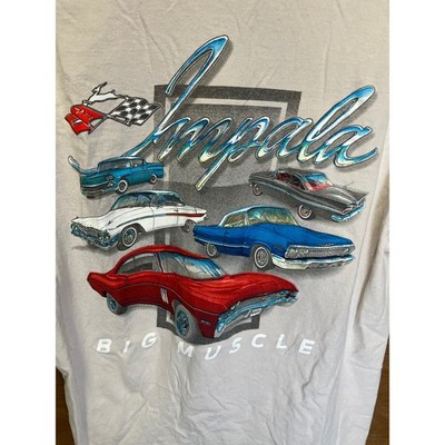 Gildan Chevrolet Impala Big Muscle Classic Car Graphic T-Shirt Mens White XL