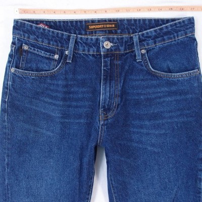 Herrens SuperDry TAPERED Regular Baumwolle Blau Jeans W34 L32