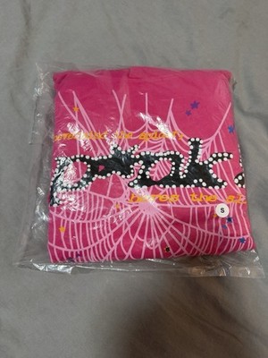 Spider Pink Cotton Graphic Print Spider Hoodie Men's (L)