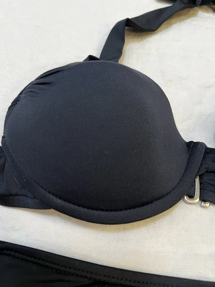 Mossimo 2 Pc Swimsuit Pushup Underwire Bra (34B?) & Hipster Bottom XL Black - Image 2 of 4