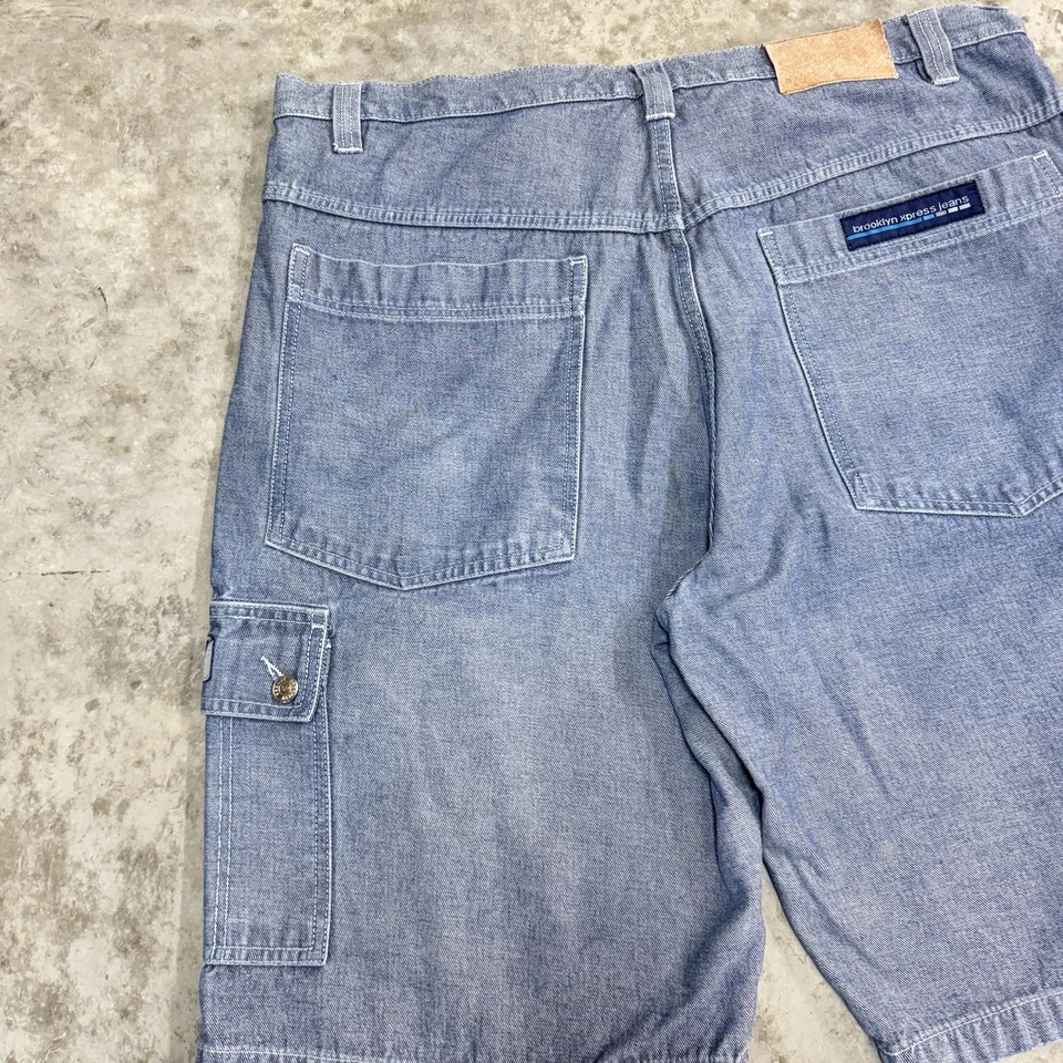 Pantalones Cortos Brooklyn Xpress Para Hombres 42 Azul Denim y2k holgados patinador hip hop cargo grunge Foto 2 de 4