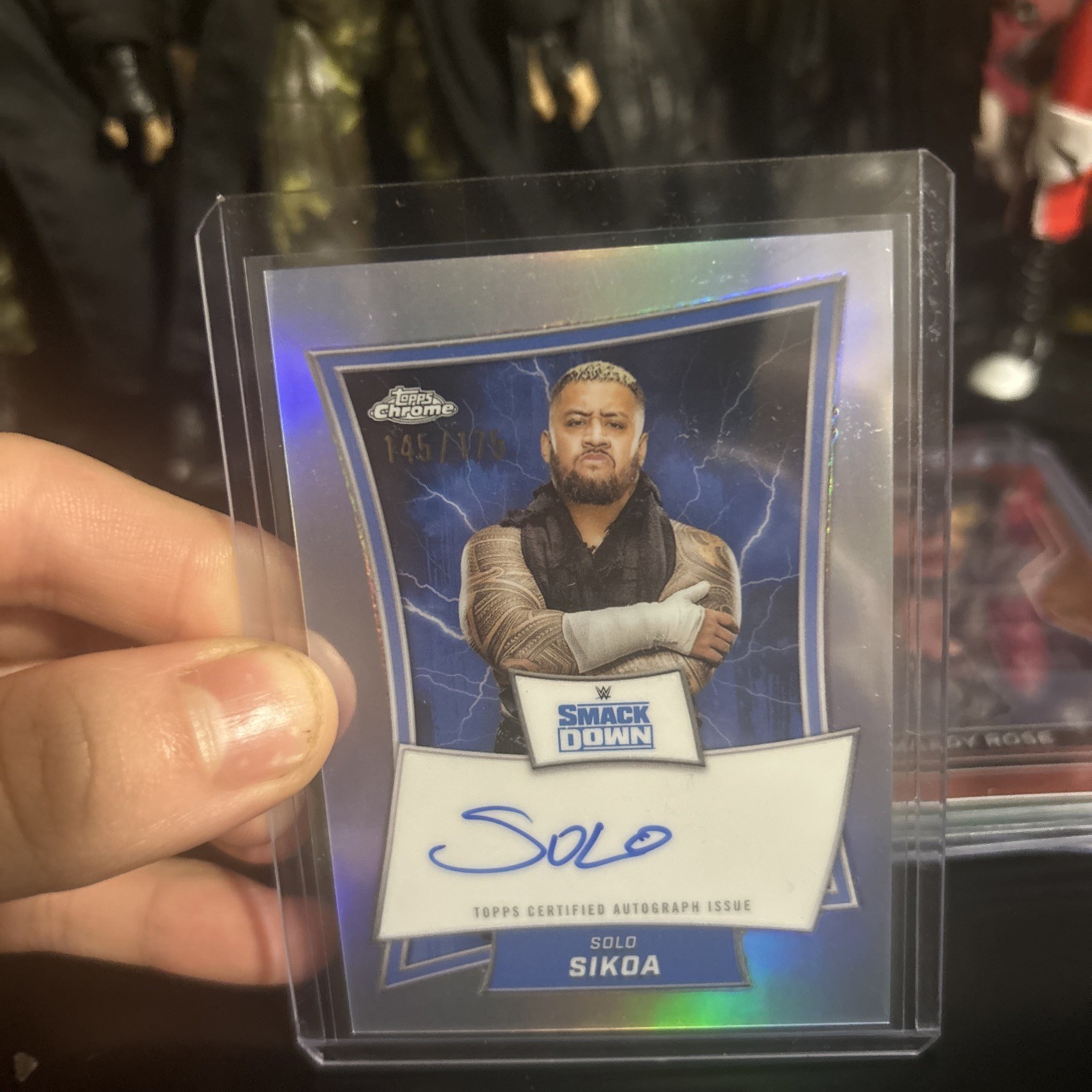 2025 Topps Chrome WWE #BBA-SOL Solo Sikoa Blue Brand Autographs Refractor #/175