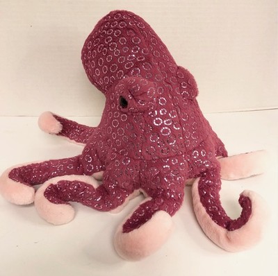 Wild Republic OCTOPUS Squid Mauve Pink Plush Shiny Sea Creature Stuffed K5