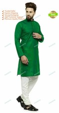Traditional Wear Mens Cotton Linen Pathani Kurta India Clothing Handmade Shirt