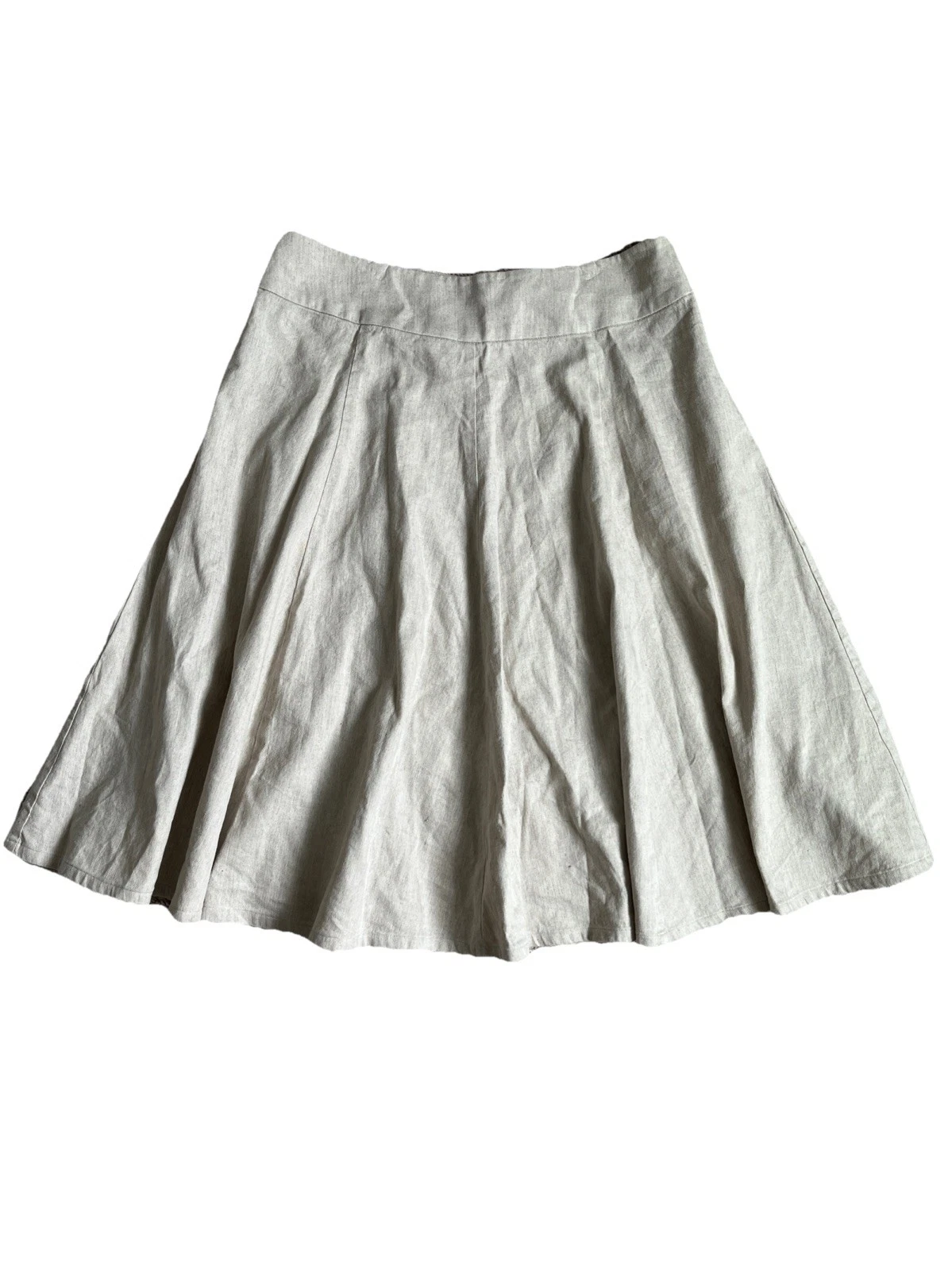 Nurture Cotton Linen Khaki Natural A Line Skirt 10 Midi Y2K Boho Coastal Summer