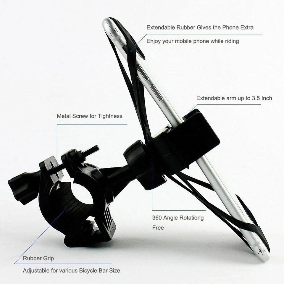 Universal Adjustable CELL PHONE HOLDER Motorcycle Bike Bicycle Handlebar Mount 2 - Image 4 of 4
