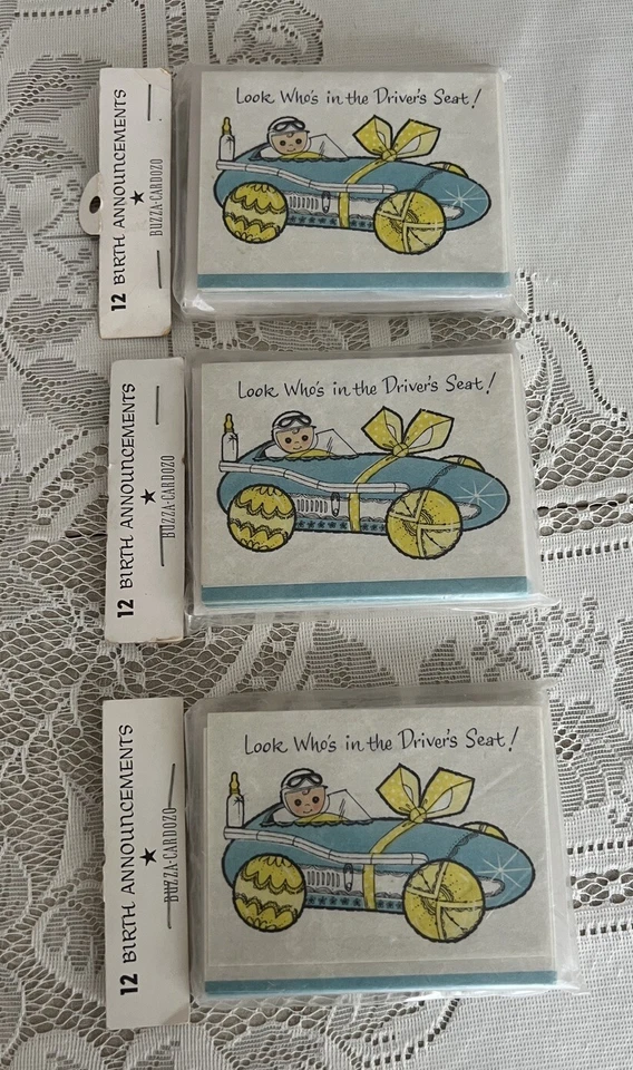 Vintage 3 Packs Of 12  Buzza - Cardozo Classic Boy Birth Announcements Sealed - Image 2 of 4