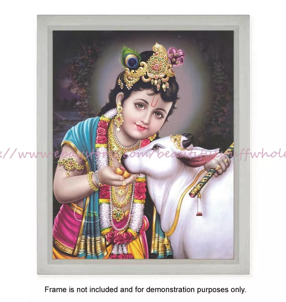 artwork for wall decoration Lord Krishna baby Bal Gopal poster ...