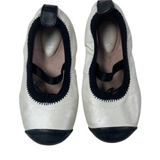 SIZE 7 Bloch White Black Leather Ballet Flat Dress Shoes Toddler Girls 24