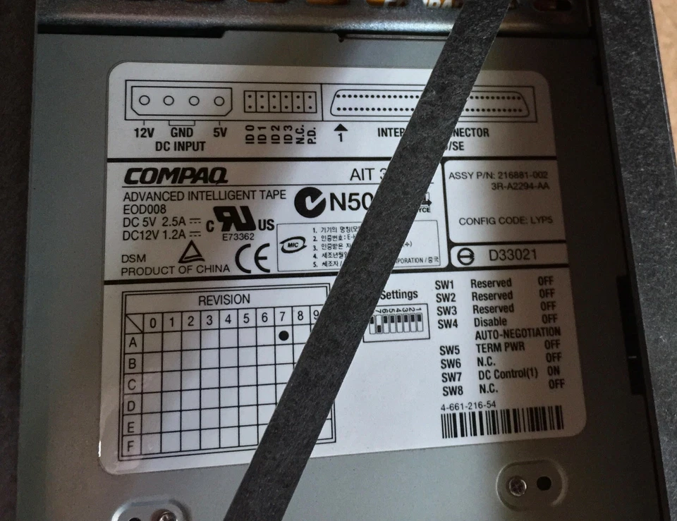 Compaq AIT 35 LVD Internal Tape Drive-Hot Swap w carrier 3R-A2294-AA 216881-002 - Image 4 of 4