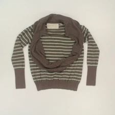 ANTHRO Change of the Moon Womens Sweater Size Medium Striped Scarf Collar Angora