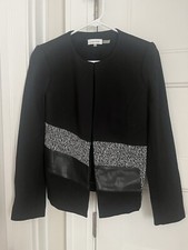 Calvin Klein Sz 6 Black White Faux Detail Jacket Blazer