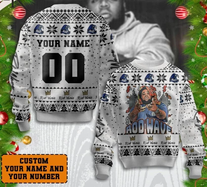 Custom Name Rod Wave Ugly Christmas Sweater