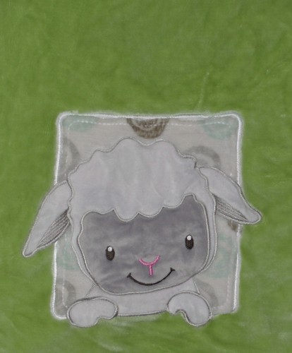 Little Miracles Green Lamb Baby Blanket Gray Brown Circles - Picture 5 of 5